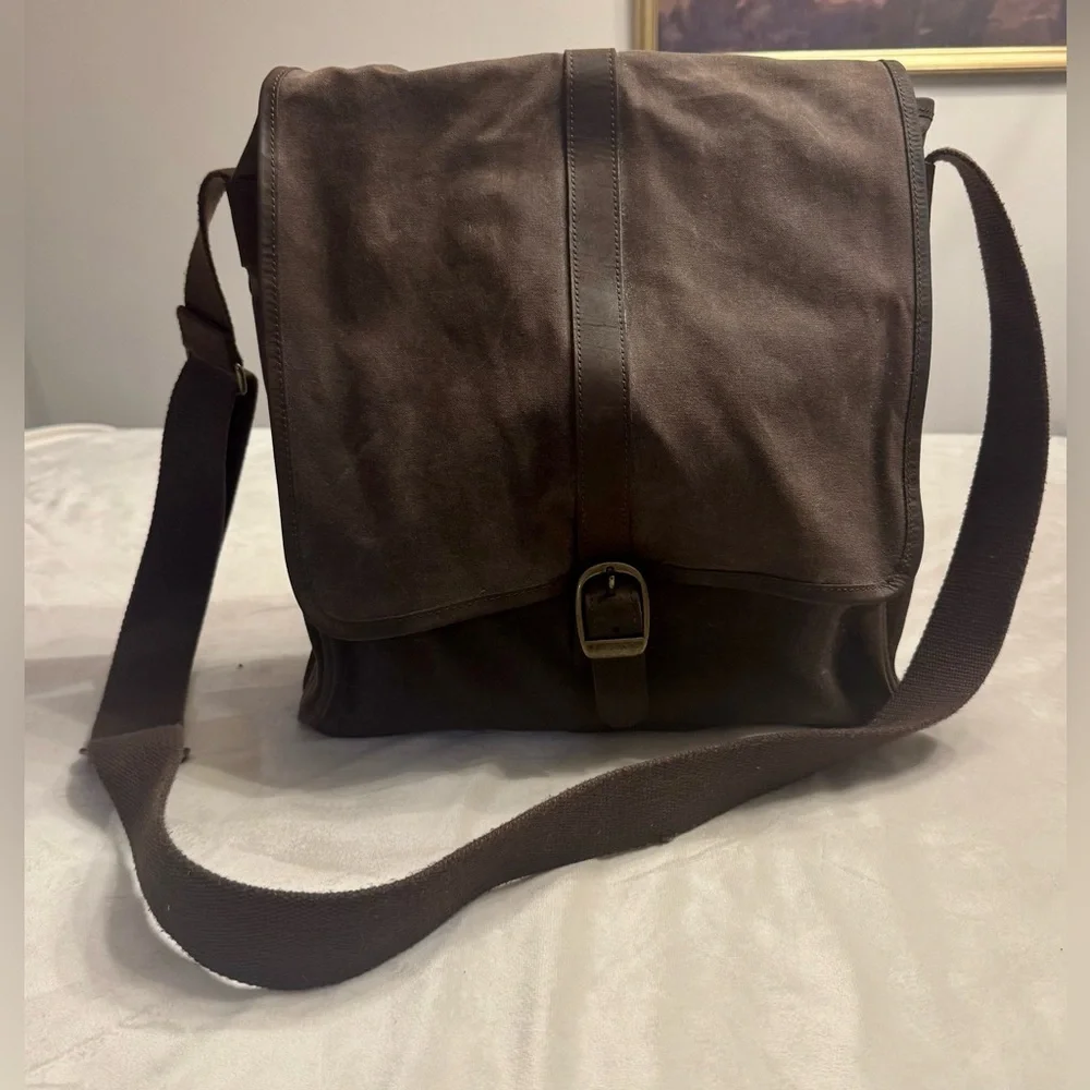 Barbour Waxed Leather Canvas Messenger/Mail Bag